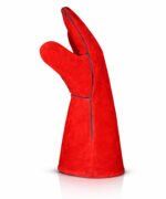 Red Split Leather Welding Gloves Side View