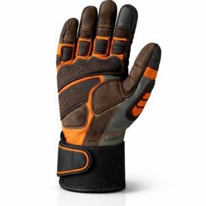 Reinforced mechanical safety gloves front view with abrasion-resistant palm and reinforced grip zones