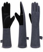 Multi View Reinforced Palm Split Leather Welding Gloves Grey Gauntlet Cuff