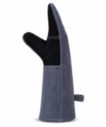 Side View Reinforced Palm Split Leather Welding Gloves Grey Gauntlet Cuff