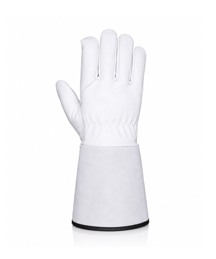 Sheep Grain TIG Welding Gloves Back View Sheep grain TIG welding gloves back view with extended split leather cuff