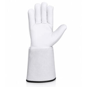 Sheep grain TIG welding gloves front view with split leather cuff