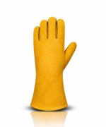 Black Reinforced Palm Split Leather Welding Gloves Back View