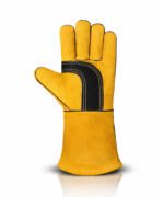 Black Reinforced Palm Split Leather Welding Gloves Front View