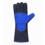 Blue Reinforced Palm Split Leather Welding Gloves Front View