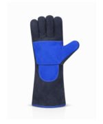 Blue Reinforced Palm Split Leather Welding Gloves Front View