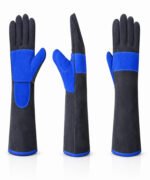 Blue Reinforced Palm Split Leather Welding Gloves Multi View