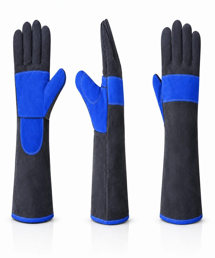 Blue Reinforced Palm Split Leather Welding Gloves Multi View Blue Reinforced Palm Split Leather Welding Gloves Multi View