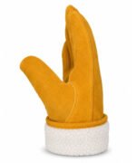 Winter Driver Gloves Yellow Dyed Cowhide Split Leather Fur Fleece Lined Side View