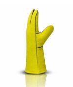 Side View Yellow Dyed Split Leather Gauntlet Welding Gloves